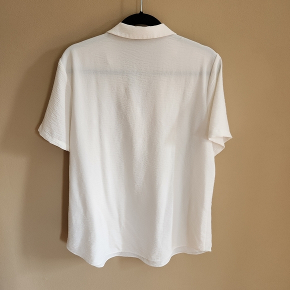 White collared dress top sz L - Picture 4 of 5
